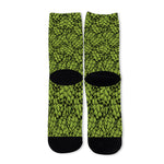 Green Hop Cone Pattern Print Long Socks