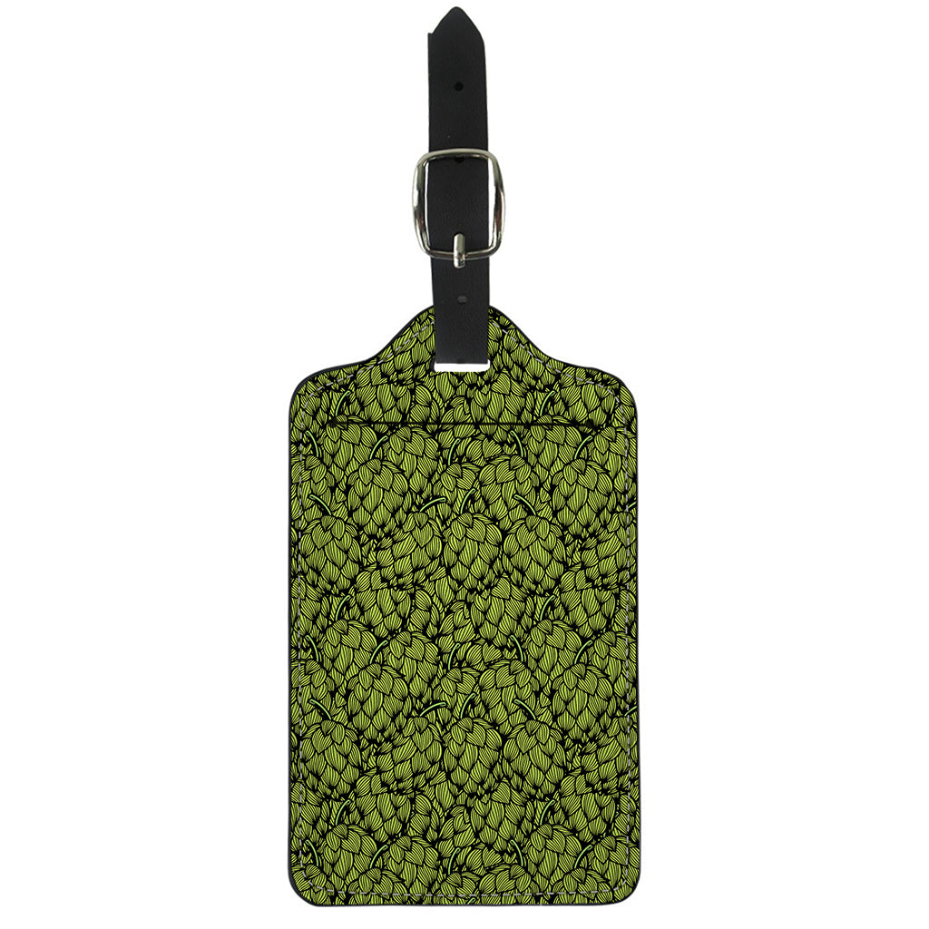 Green Hop Cone Pattern Print Luggage Tag