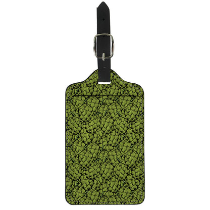 Green Hop Cone Pattern Print Luggage Tag