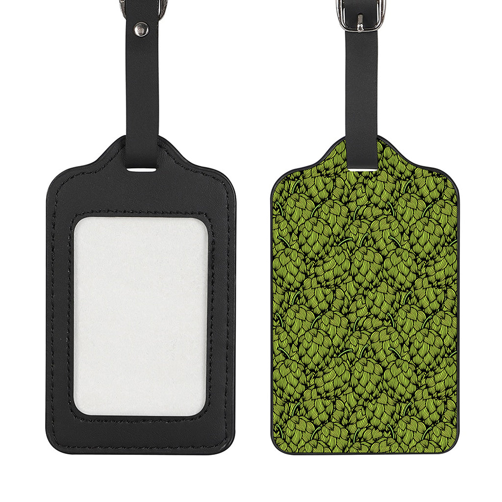 Green Hop Cone Pattern Print Luggage Tag