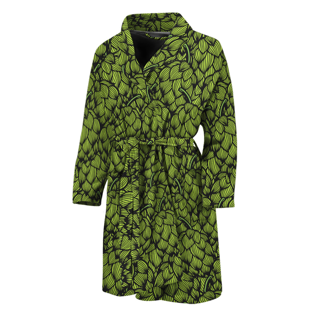 Green Hop Cone Pattern Print Men's Bathrobe