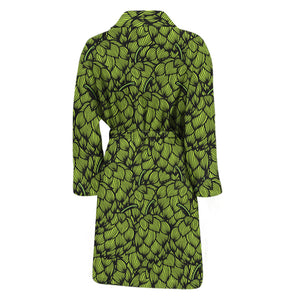 Green Hop Cone Pattern Print Men's Bathrobe