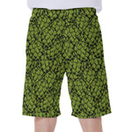 Green Hop Cone Pattern Print Men's Beach Shorts