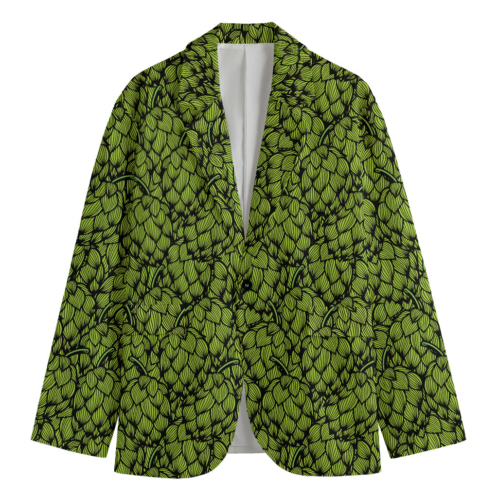 Green Hop Cone Pattern Print Men's Blazer