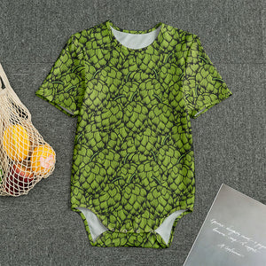 Green Hop Cone Pattern Print Men's Bodysuit