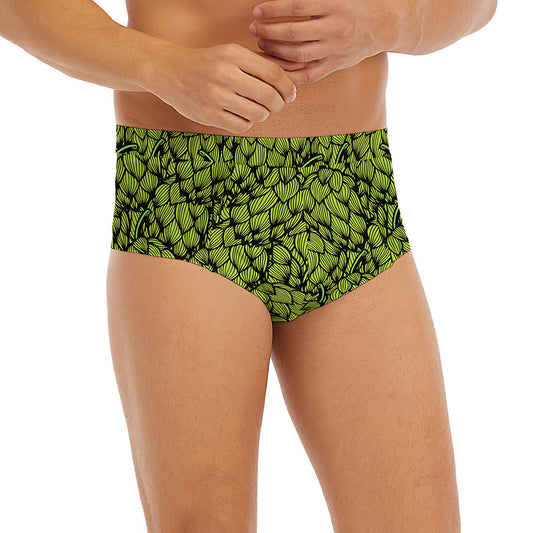 Green Hop Cone Pattern Print Men's Briefs