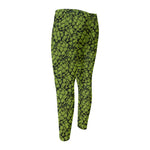 Green Hop Cone Pattern Print Men's Compression Pants