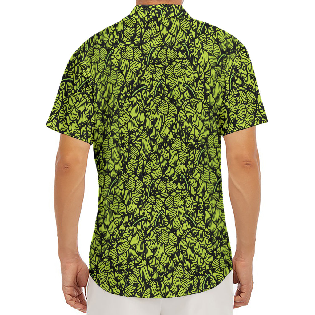 Green Hop Cone Pattern Print Men's Deep V-Neck Shirt