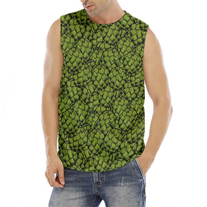 Green Hop Cone Pattern Print Men's Fitness Tank Top