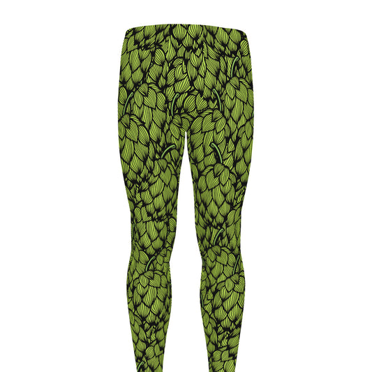 Green Hop Cone Pattern Print Men's leggings