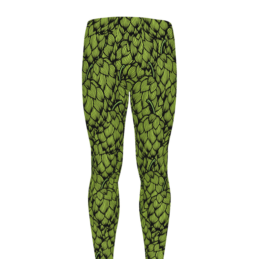 Green Hop Cone Pattern Print Men's leggings