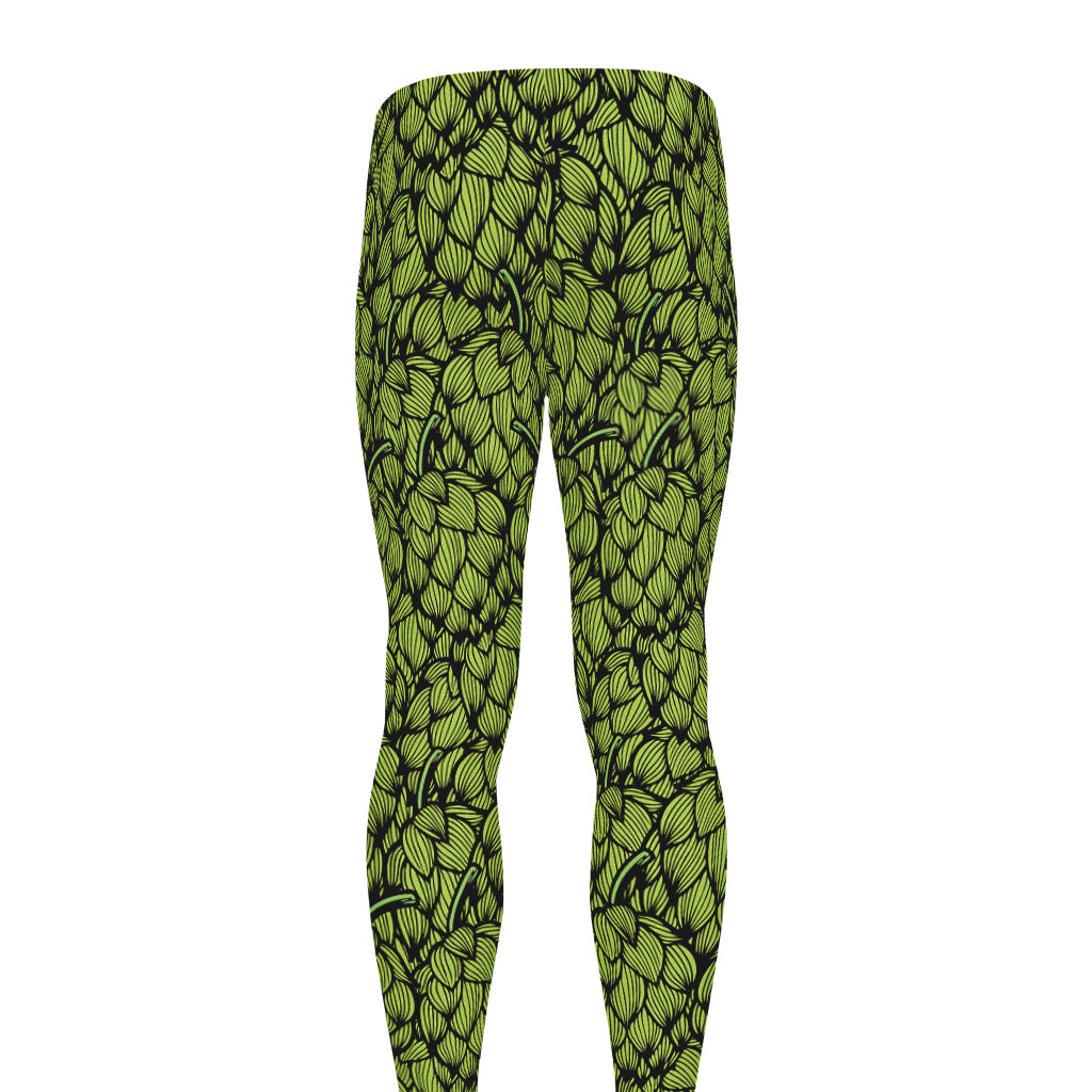 Green Hop Cone Pattern Print Men's leggings