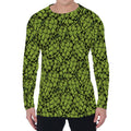 Green Hop Cone Pattern Print Men's Long Sleeve T-Shirt