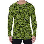 Green Hop Cone Pattern Print Men's Long Sleeve T-Shirt