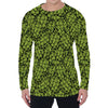 Green Hop Cone Pattern Print Men's Long Sleeve T-Shirt