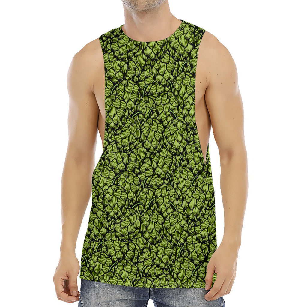 Green Hop Cone Pattern Print Men's Muscle Tank Top