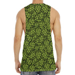 Green Hop Cone Pattern Print Men's Muscle Tank Top