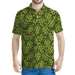 Green Hop Cone Pattern Print Men's Polo Shirt