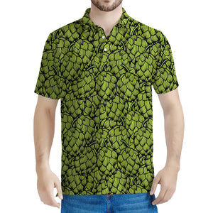 Green Hop Cone Pattern Print Men's Polo Shirt