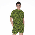 Green Hop Cone Pattern Print Men's Rompers