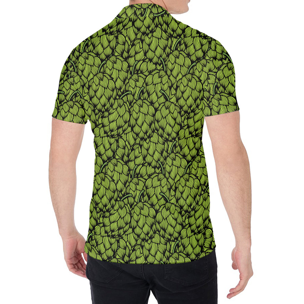 Green Hop Cone Pattern Print Men's Shirt
