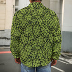 Green Hop Cone Pattern Print Men's Shirt Jacket