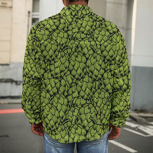 Green Hop Cone Pattern Print Men's Shirt Jacket