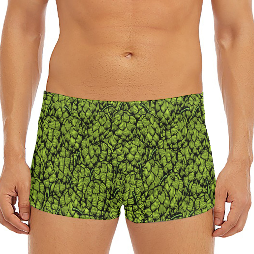 Green Hop Cone Pattern Print Men's Short Boxer Briefs