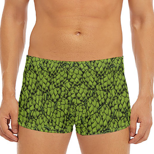 Green Hop Cone Pattern Print Men's Short Boxer Briefs
