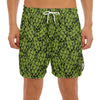 Green Hop Cone Pattern Print Men's Split Running Shorts