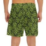 Green Hop Cone Pattern Print Men's Split Running Shorts