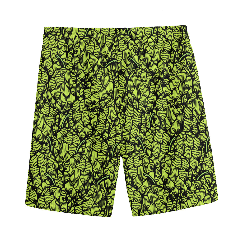 Green Hop Cone Pattern Print Men's Sports Shorts