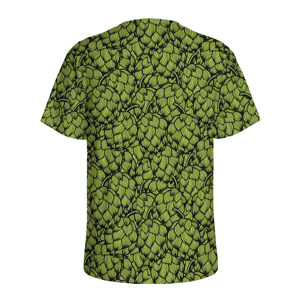 Green Hop Cone Pattern Print Men's Sports T-Shirt