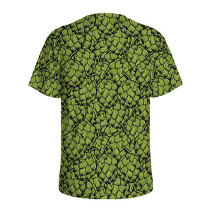 Green Hop Cone Pattern Print Men's Sports T-Shirt