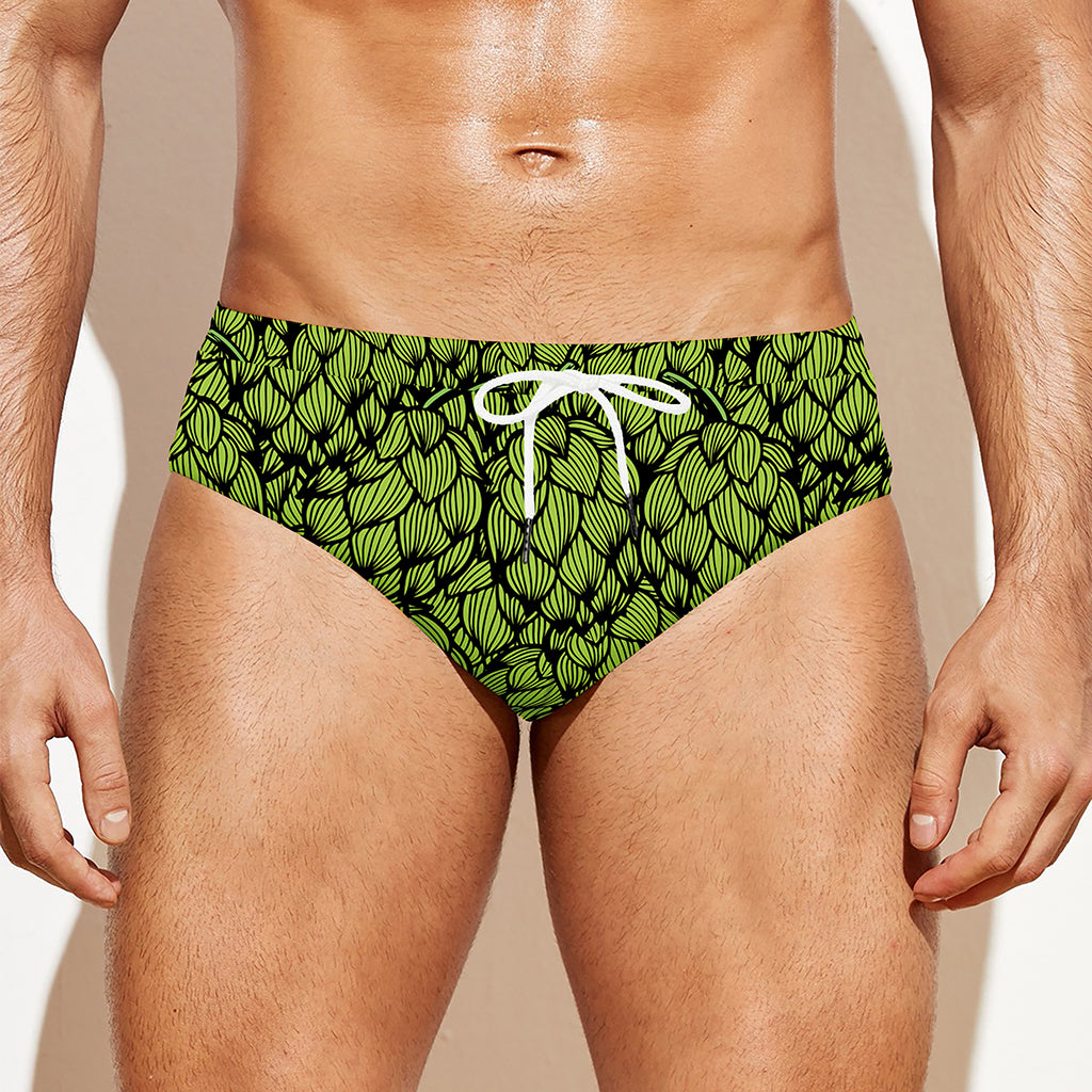 Green Hop Cone Pattern Print Men's Swim Briefs
