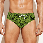 Green Hop Cone Pattern Print Men's Swim Briefs