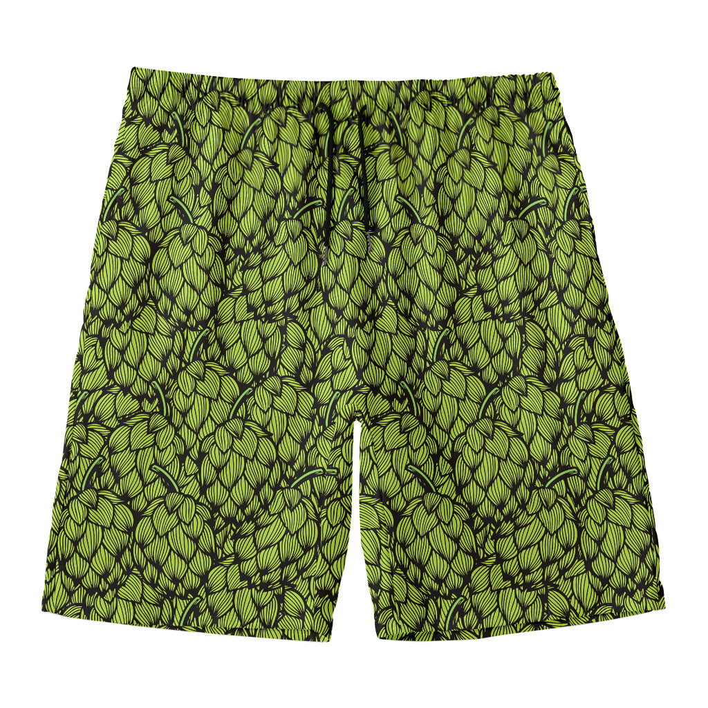 Green Hop Cone Pattern Print Men's Swim Trunks