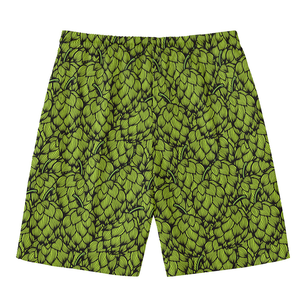 Green Hop Cone Pattern Print Men's Swim Trunks