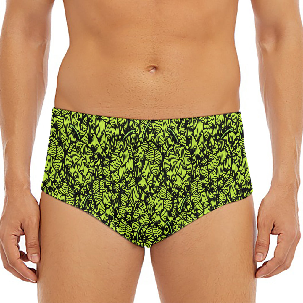 Green Hop Cone Pattern Print Men's Triangle Swim Briefs