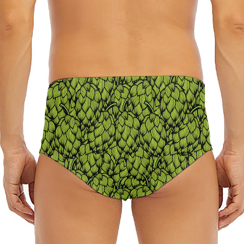 Green Hop Cone Pattern Print Men's Triangle Swim Briefs