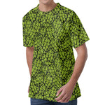 Green Hop Cone Pattern Print Men's Velvet T-Shirt