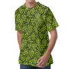 Green Hop Cone Pattern Print Men's Velvet T-Shirt