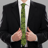 Green Hop Cone Pattern Print Necktie