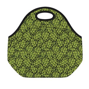 Green Hop Cone Pattern Print Neoprene Lunch Bag