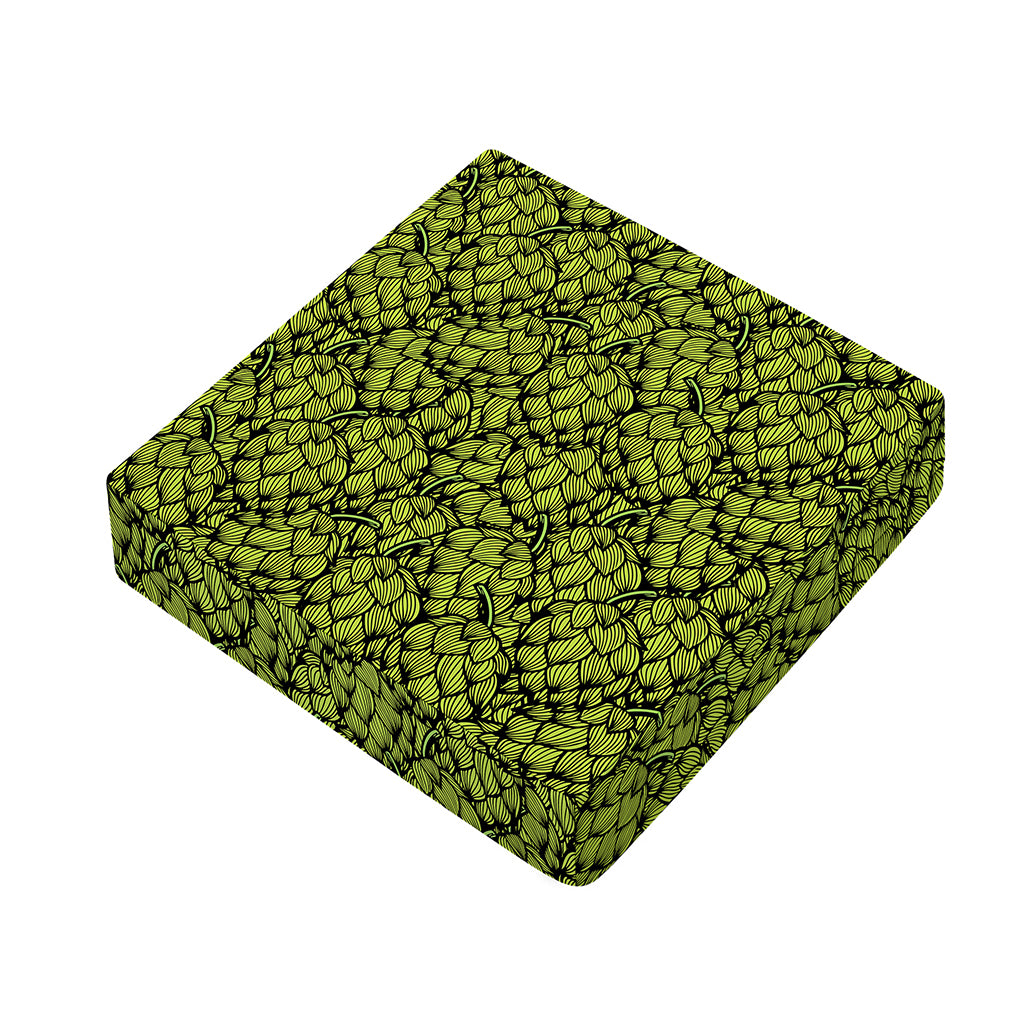 Green Hop Cone Pattern Print Outdoor Seat Cushion Cover
