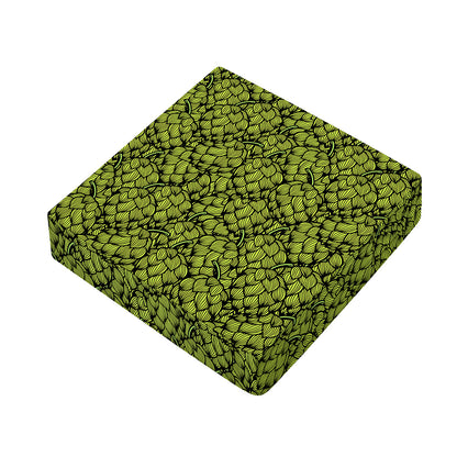 Green Hop Cone Pattern Print Outdoor Seat Cushion Cover