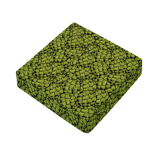 Green Hop Cone Pattern Print Outdoor Seat Cushion Cover