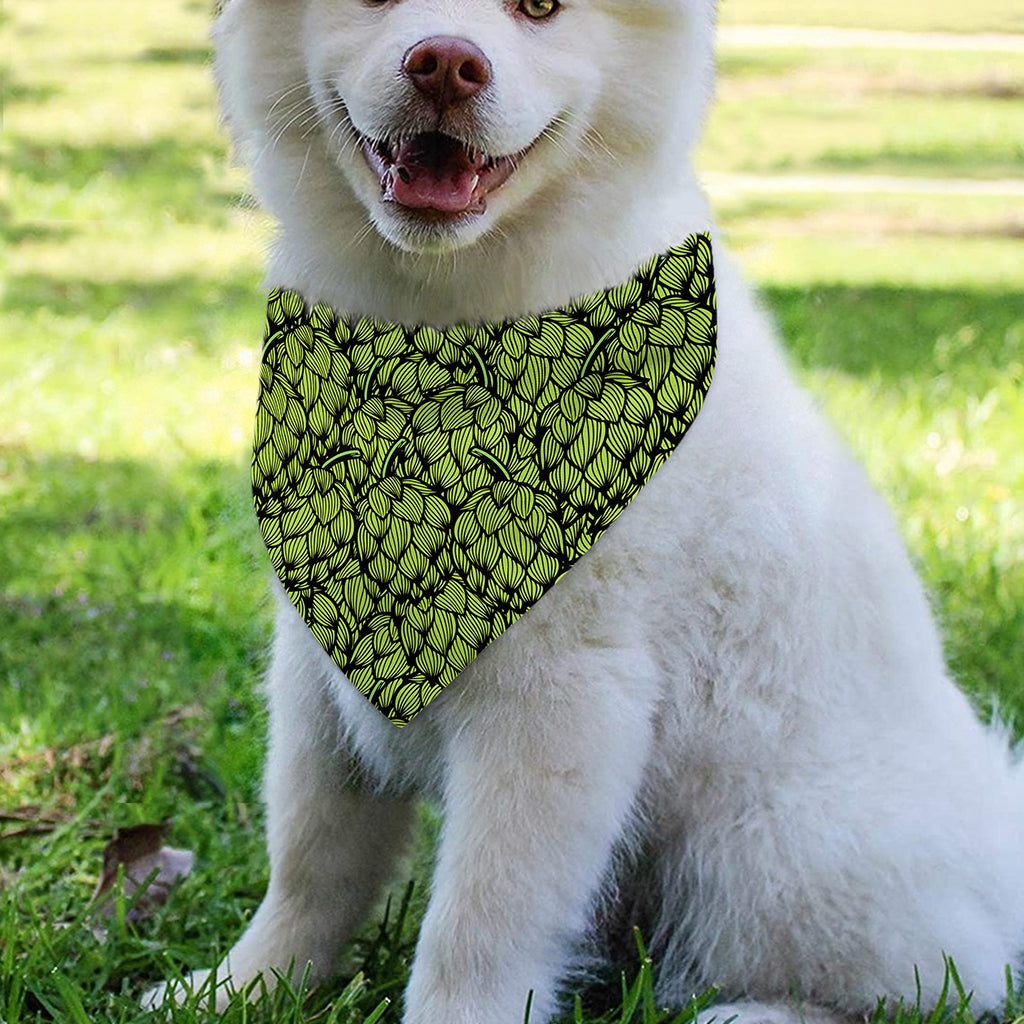 Green Hop Cone Pattern Print Over The Collar Dog Bandana
