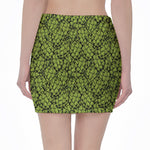 Green Hop Cone Pattern Print Pencil Mini Skirt