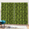 Green Hop Cone Pattern Print Pencil Pleat Curtains